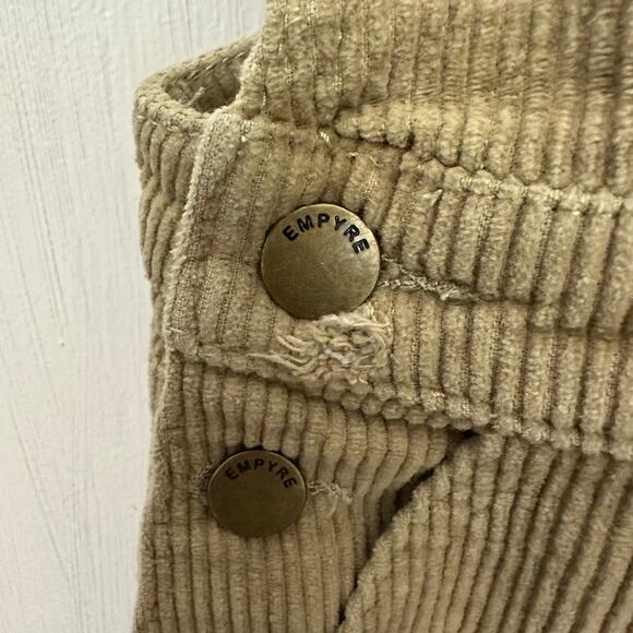 Empyre Suzie Corduroy Tan Bib Overalls Jumpsuit Small 100% Cotton Y2K 90s Skater - Picture 5 of 12
